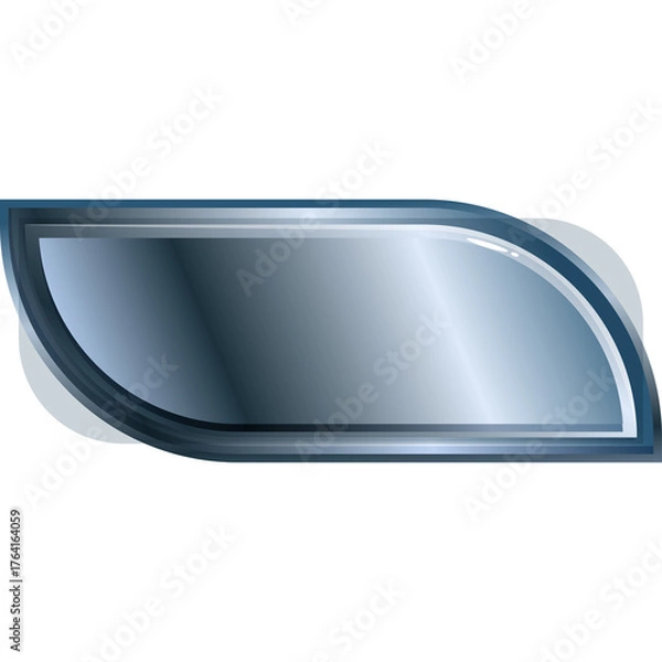 Fototapeta Abstract Metallic Blue Oval Shape with Silver Border and Gradient Shine on Transparent Background