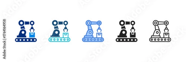 Obraz Manufacturing Icon Set Multiple Style Vector Illustration 