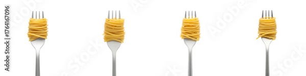 Obraz Set For Four forks with pasta isolated on transparent background