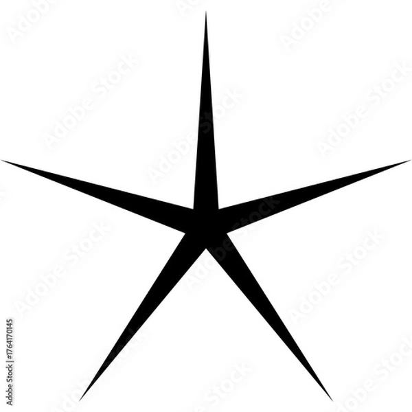 Fototapeta Black Five Pointed Star Shape with Graduated Line Thickness on White Background Abstract Graphic Design Element