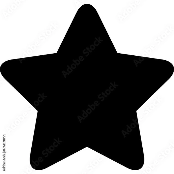 Fototapeta Black Five Pointed Star Icon Shape Isolated on Transparent Background Simple Graphic Element for Design Projects and Digital Applications