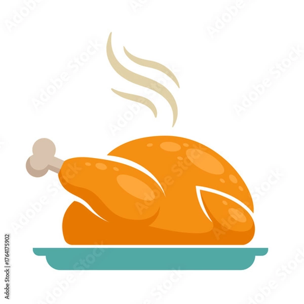 Obraz cooked turkey vector logo icon flat illustration	