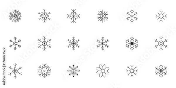 Obraz Snowflakes icons. Vector Snowflake. Snowflakes set. Snow icons. Snow symbols. Snowflake vector icon