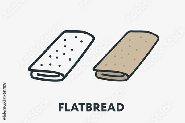 Fototapeta Armenian Bread Loaf Bakery Bun Toast Minimal Flat Line Outline Colorful and Stroke Icon Pictogram 