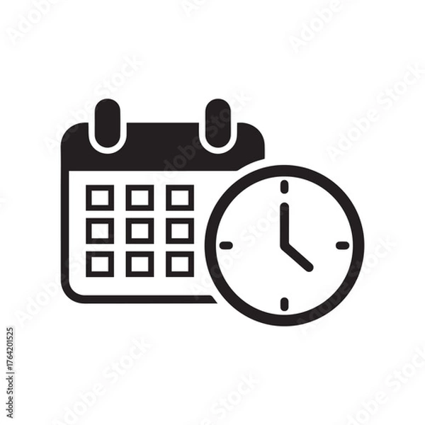 Obraz Calendar and Clock Icon for Schedule and Time Management