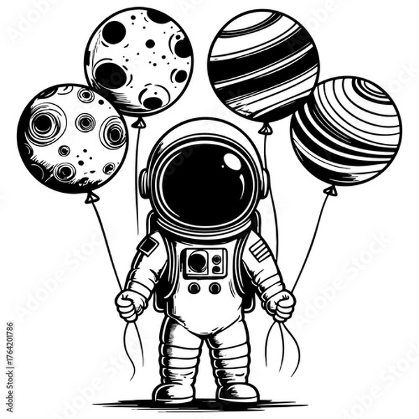 Fototapeta Astronaut with Planet Balloons