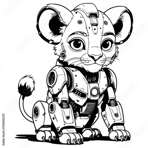 Fototapeta Cyber Lion Cub Robot