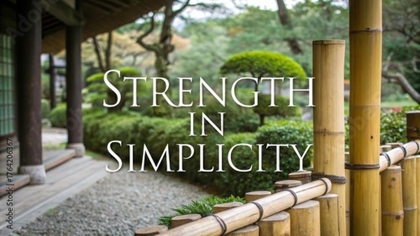 Fototapeta Strength and Serenity in a Japanese Garden with Bamboo Elements