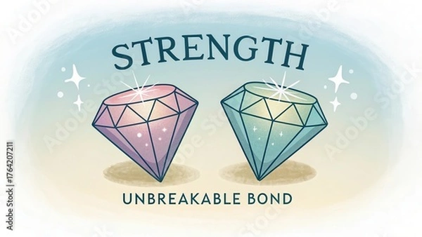 Obraz Strength and Unbreakable Bond Symbolized by Colorful Diamonds