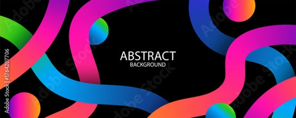Fototapeta Abstract Color Lines background. with Wave Color Shapes Pattern. Rainbow Colored Fluid Graphic Elements. Posters with 3D Wavy and Spiral Ribbons, colorful waves cards, cover, flayer, cover banner.