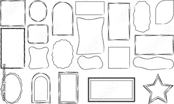 Obraz Collection of hand drawn black frames and borders