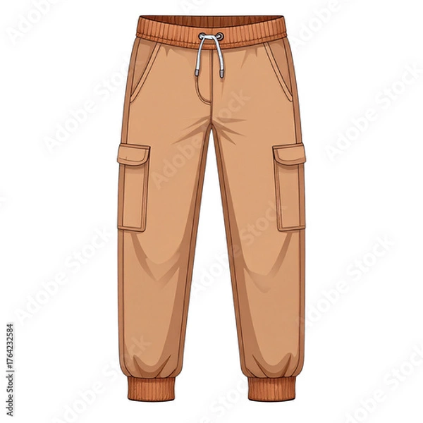 Fototapeta Vector PNG of fleece-lined winter pants with elastic cuffs, perfect for cozy fashion, outdoor apparel, or cold-weather clothing concepts — combining warmth, style, and function