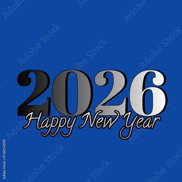 Obraz Elegant Happy New Year 2026 Typography on Black Background”
