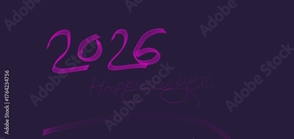 Obraz Elegant Happy New Year 2026 Typography on Black Background”
