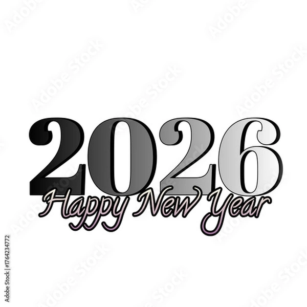 Obraz “Elegant Happy New Year 2026 Typography on Black Background”