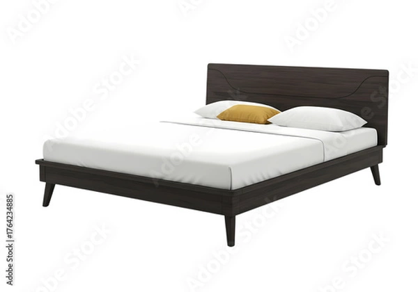 Obraz Cozy modern bed frame with pillows for peaceful sleep