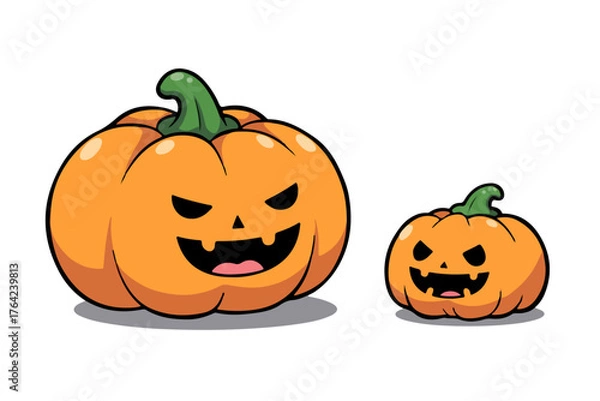 Obraz Smiling Halloween Pumpkin with Evil Face.  Halloween pumpkin isolated on white