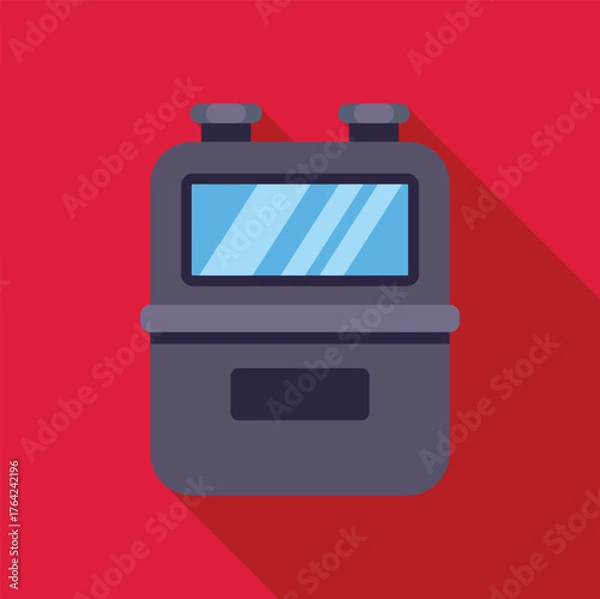 Fototapeta Gas meter measuring consumption, control device for natural resources, energy industry equipment on red background