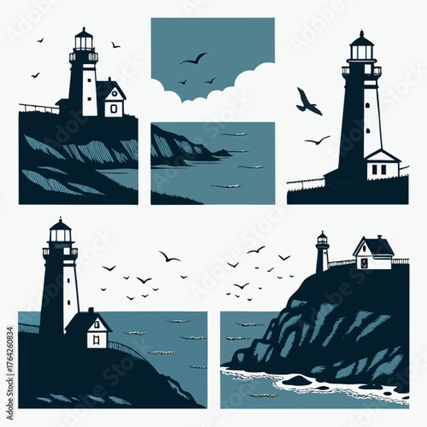 Fototapeta Vector art of lighthouse