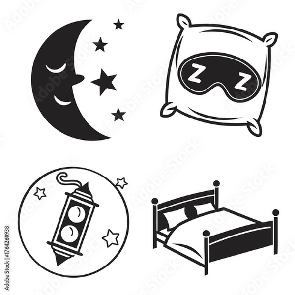 Fototapeta Vector art of sleep icons on