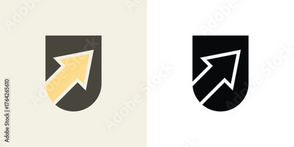 Fototapeta Creative letter u logo with arrow combination vector