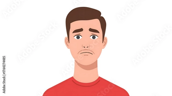 Obraz 困っている男性の顔のイラスト