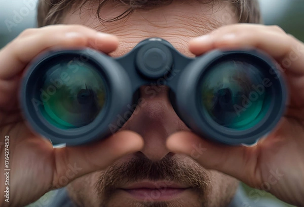 Obraz 双眼鏡を覗いている男性