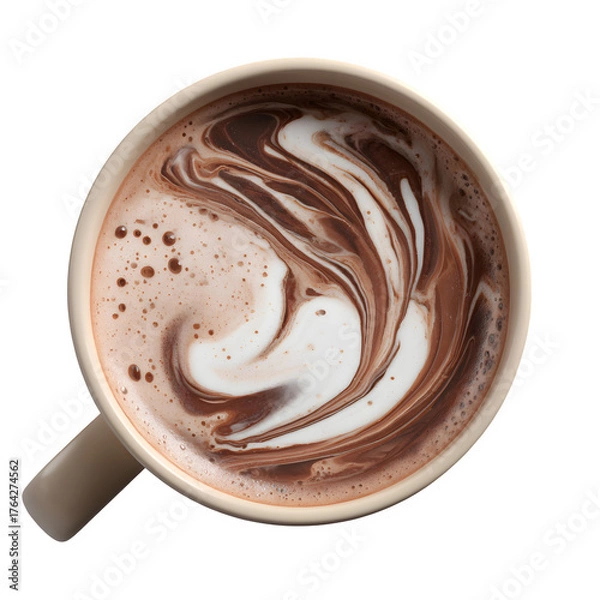 Fototapeta Hot chocolate with cream swirl isolated on transparent background