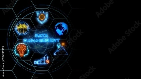 Fototapeta Data management system, cloud technology, Internet and business concept.