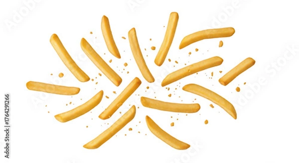 Fototapeta Crispy French Fries Splashing On Black Background