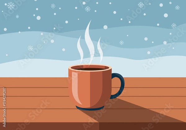 Obraz A Warm Mug of Hot Drink on a Snowy Day