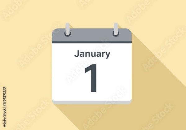 Obraz January 1st Calendar Illustration for New Year Celebrations and Reminders