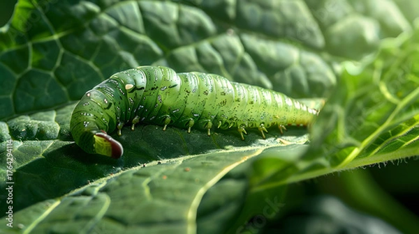 Obraz Green caterpillar on leaf