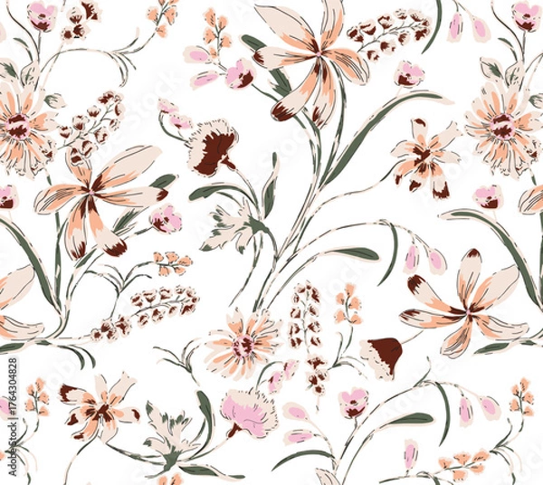 Fototapeta watercolor Seamless Floral Pattern vector.