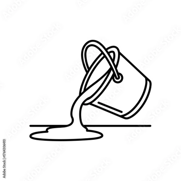 Obraz Spilled Paint Bucket Line Outline Icon Vector