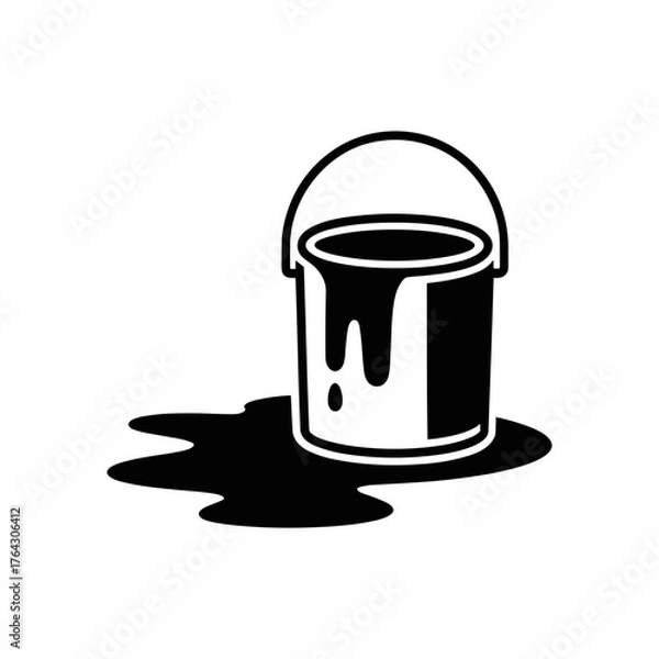 Obraz Paint Bucket Spilled Liquid Glyph Icon Vector