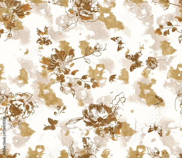 Fototapeta abstract seamless flower texture pattern, geometric pattern, textile pattern. 