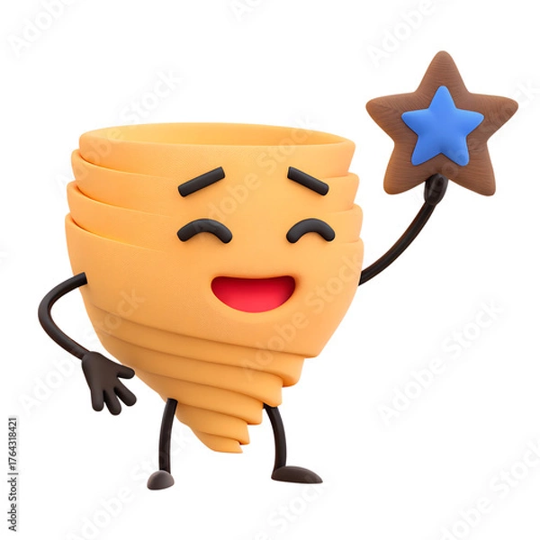 Obraz 3D hurricane holding a star emoji from the weather category isolated on a transparent background