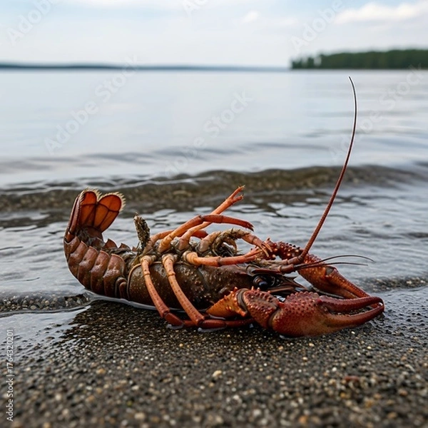 Fototapeta Lobster on the Beach - A Fresh Catch by the Sea.