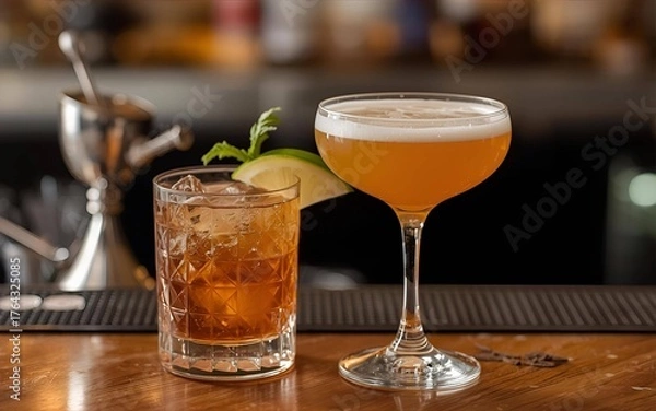 Obraz Close-up of cocktail on a bar