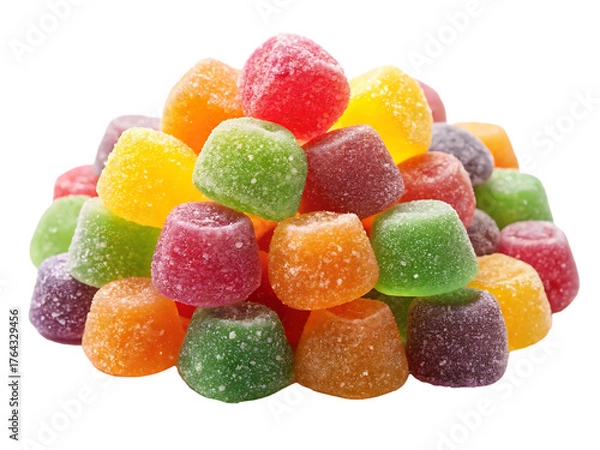 Fototapeta colorful jelly candies isolated on white background  ,PNG. AI Generated