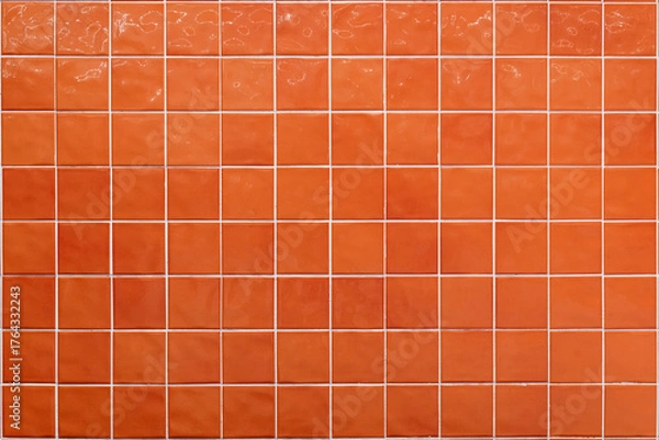 Fototapeta Orange ceramic tile background. Old vintage ceramic tiles in green to decorate the kitchen or bathroom 