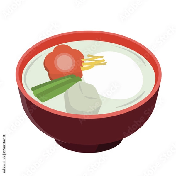 Obraz 関西風　白みそ　お雑煮　イラスト　