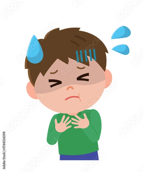 Obraz 喉を詰まらせる男の子　イラスト