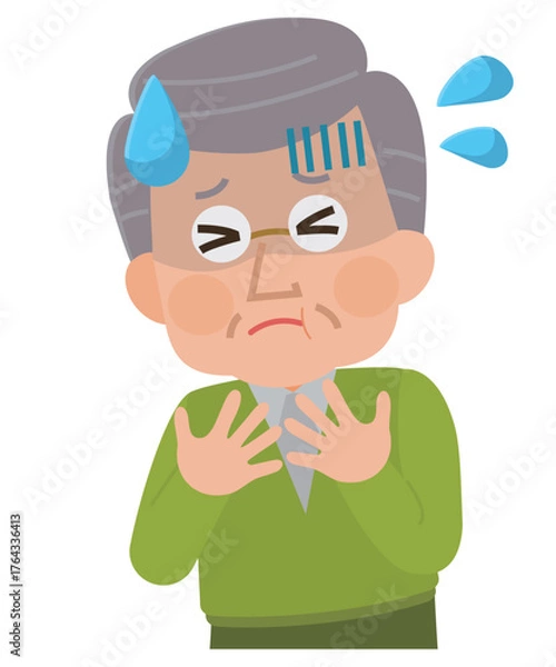 Obraz 喉を詰まらせる高齢男性　イラスト