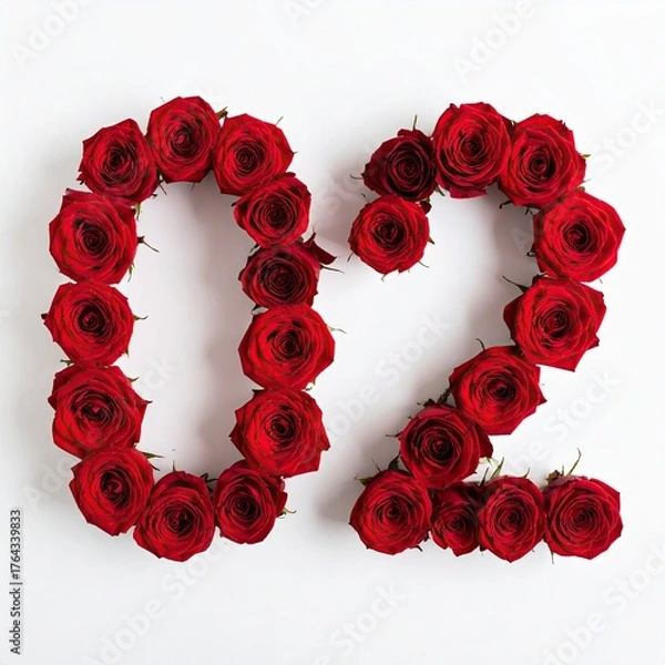 Fototapeta Floral Number Two - Red Roses Forming the Number 02.