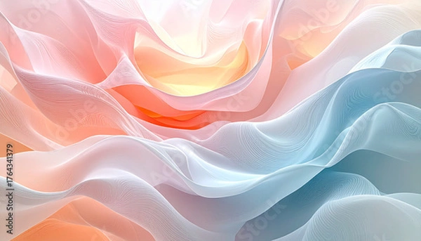 Fototapeta Smooth organic flow pattern with natural soft curves and pastel tones, modern minimal abstract background. No people, no text, no watermark.