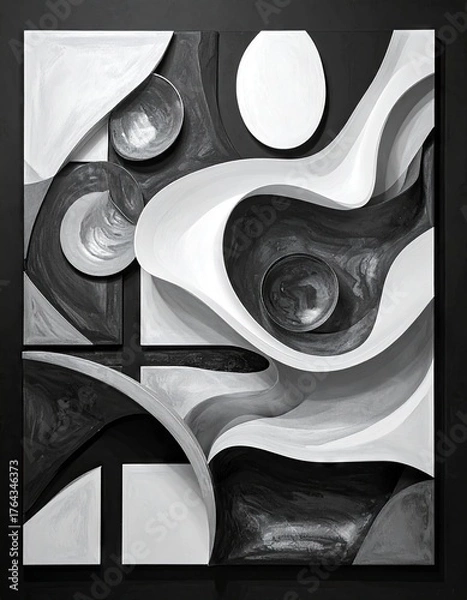 Fototapeta Abstract Composition - A Study in Black and White Forms.