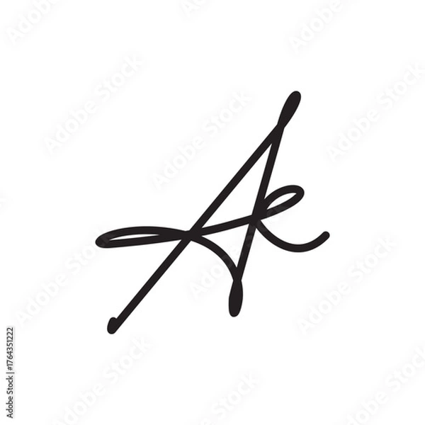 Obraz A K AK Signature initial logo template vector