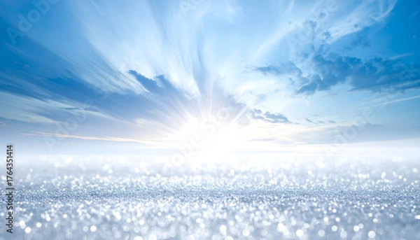 Obraz シルバーブルーのグリッター背景